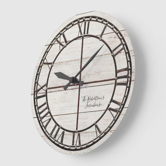 Bauernhof Weiße Werft Holz Rustikale Landschaft Ku Große Wanduhr (Winkel)