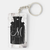 Bauernhof Weißholz Rustikales Milchjug Monogramm Schlüsselanhänger (Rückseite)