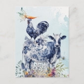Bauernhof Whimsical Rustic Tiere Postkarte (Vorderseite)