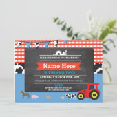 Bauernhof-Yard-Geburtstags-Party-laden Einladung (Stehend Vorderseite)