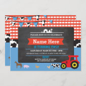 Bauernhof-Yard-Geburtstags-Party-laden Einladung (Vorne/Hinten)