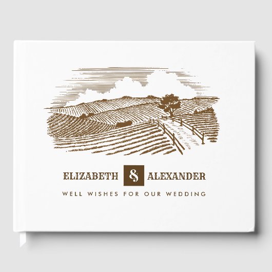 Bauernhof Zeichnend rustikale Hochzeitshäuser Gästebuch (Vorderseite)