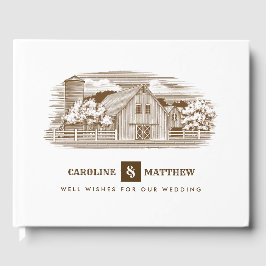 Bauernhof Zeichnend rustikale Hochzeitshäuser Gästebuch