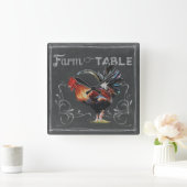 Bauernhof, zum des Hahns verzulegen Quadratische Wanduhr (Zuhause)