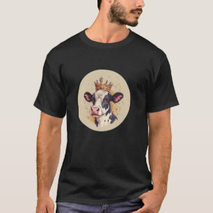 Bauernhofkönigliche lustige Kuh mit Kronenblick T-Shirt