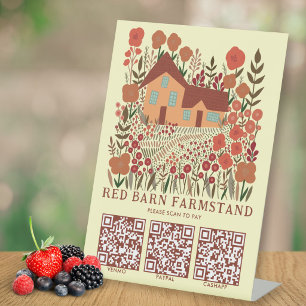 Bauernhofstand Wochenmarkt SCAN TO PAY QR Bauernha Sockelschild