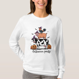 Bauernhoftier-Halloween-Party Langarm-T-Shirt T-Shirt