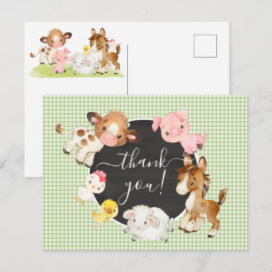 Bauernhoftiere Baby Shower Danke Postkarte