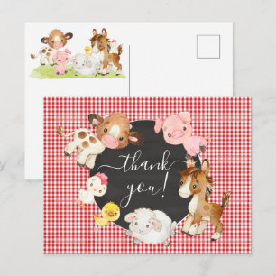 Bauernhoftiere Baby Shower Dankeschön Postkarte