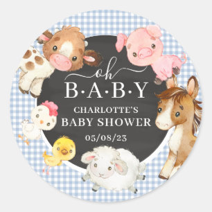 Bauernhoftiere Baby Shower Favor Runder Aufkleber