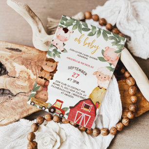 Bauernhoftiere Oh Baby Shower Rustikal Einladung