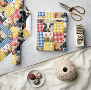 Bauernhoftiere-Quiltmuster Geschenkpapier
