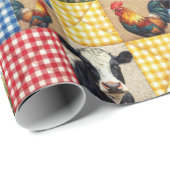 Bauernhoftiere-Quiltmuster Geschenkpapier (Rolleneckpunkt)