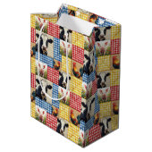 Bauernhoftiere-Quiltmuster Mittlere Geschenktüte (Rückseite Schrägansicht)