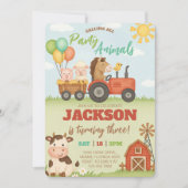 Bauernhoftiere Ranch Kinder Geburtstag Einladung (Vorderseite)
