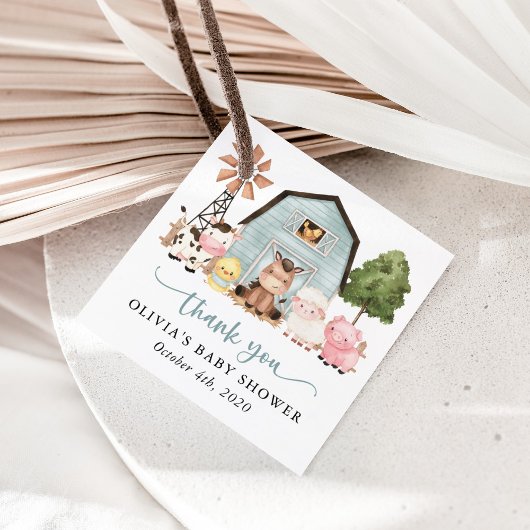 Bauernhoftiere, Süße Tiere, Blaue Scheune, Babypar Geschenkanhänger