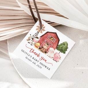 Bauernhoftiere, Süße Tiere, Rote Scheune, Baby Sho Geschenkanhänger