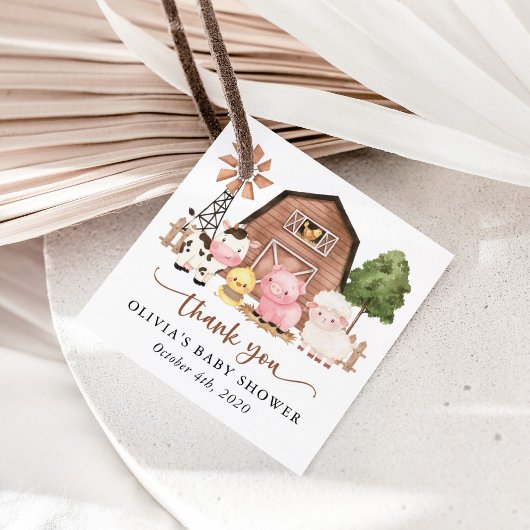 Bauernhoftiere, Süße Tiere, Scheune, Babyparty Geschenkanhänger