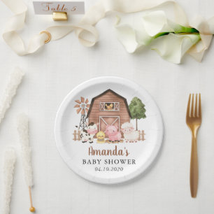 Bauernhoftiere, Süße Tiere, Scheune, Babyparty Pappteller