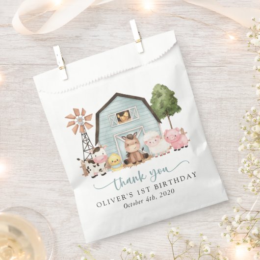 Bauernhoftiere, Süße Tiere, Scheune, Erster Geburt Geschenktütchen (Ausgeschnitten)