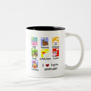 Bauernhoftiere T-Shirts und Geschenke Zweifarbige Tasse