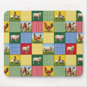 Bauernhoftiere und Gingham-Patchwork-Quilt Mousepad (Vorne)