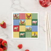 Bauernhoftiere und Gingham-Patchwork-Quilt Serviette (Beispiel)
