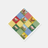 Bauernhoftiere und Gingham-Patchwork-Quilt Serviette (Ecke)