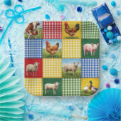 Bauernhoftiere und Gingham-Patchworkdecke Pappteller (Party)