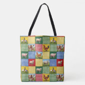 Bauernhoftiere und Gingham-Patchworkdecke Tasche (Vorderseite)