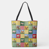 Bauernhoftiere und Gingham-Patchworkdecke Tasche (Rückseite)
