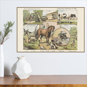 Bauernhoftiere Vintage Niederländische Kunst Poster