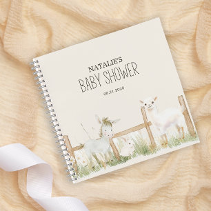 Bauernhoftiere Wiesenfreunde Baby Shower Notizblock