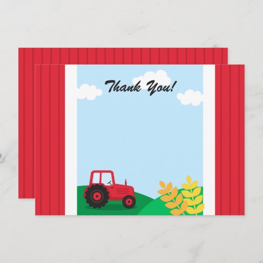 Bauernhoftraktor-Kindergeburtstag-Party danken Dankeskarte (Vorne/Hinten)