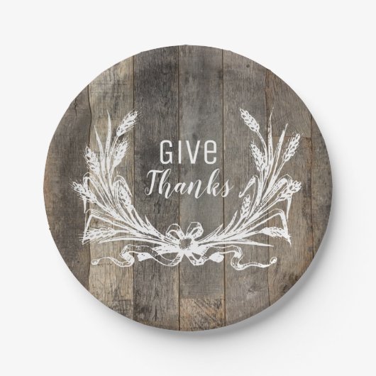 Bauernholz Dank Erntedank Party Pappteller (Vorderseite)