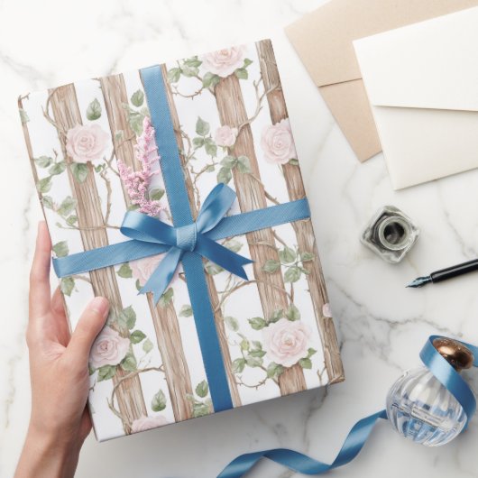 Bauernholz Rosa Blumenland Geburtstag Geschenkpapier (Schenken)