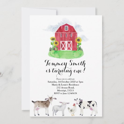 Bauernjunge Geburtstag Einladung (Vorderseite)