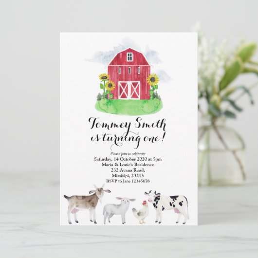 Bauernjunge Geburtstag Einladung (Stehend Vorderseite)