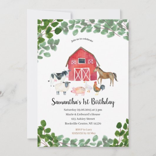 Bauernjunge Geburtstagsgrün Einladung (Vorderseite)