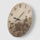Bauernjunge und antiker Traktor braun Große Wanduhr (Winkel)