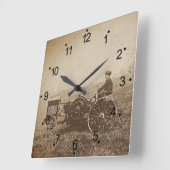 Bauernjunge und antiker Traktor braun Quadratische Wanduhr (Winkel)