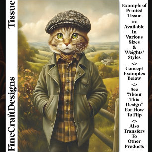 Bauernkatze-Porträt in Landschaft CM1 Decoupage Seidenpapier