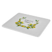 Bauernküche Aquarelllemon personalisiert Schneidebrett (Ecke)