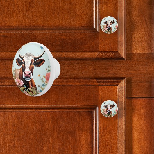 Bauernkühe in Blume Keramikknauf