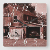 Bauernleben Antike rote Barde Quadratische Wanduhr (Vorderseite)