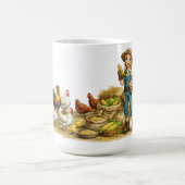Bauernmädchen mit Eiern, niedliche rustikale Landk Kaffeetasse (Mittel)