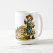 Bauernmädchen mit Eiern, niedliche rustikale Landk Kaffeetasse (VorderseiteRechts)