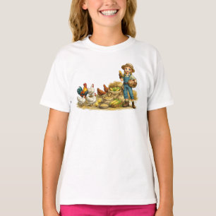 Bauernmädchen mit Eiern, niedliche rustikale Landk T-Shirt