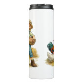 Bauernmädchen mit Eiern, niedliche rustikale Landk Thermosbecher (Rückseite)