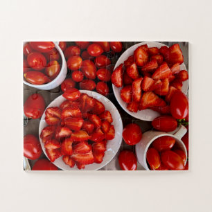 Bauernmarkt-Atmosphäre Erdbeeren & Roma-Tomaten Puzzle
